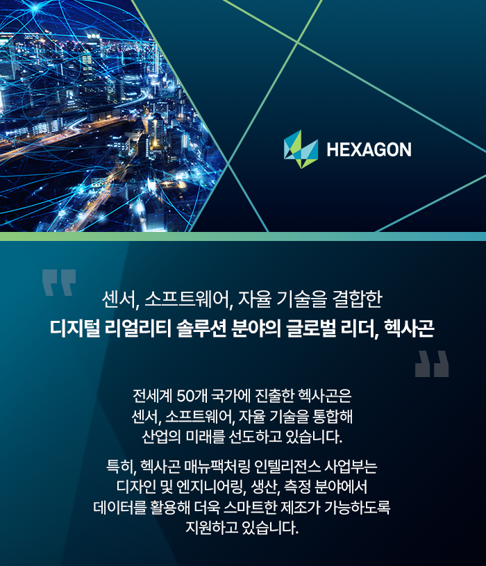센서, 소프트웨어, 자율 기술을 결합한 디지털 리얼리티 솔루션 분야의 글로벌 리더, 헥사곤